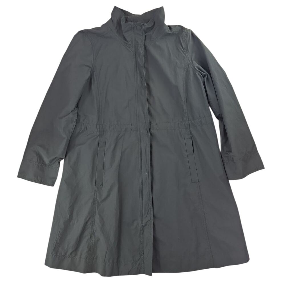 Eileen Fisher | Grey, Knee Length, High Collar Jacket | Size Medium